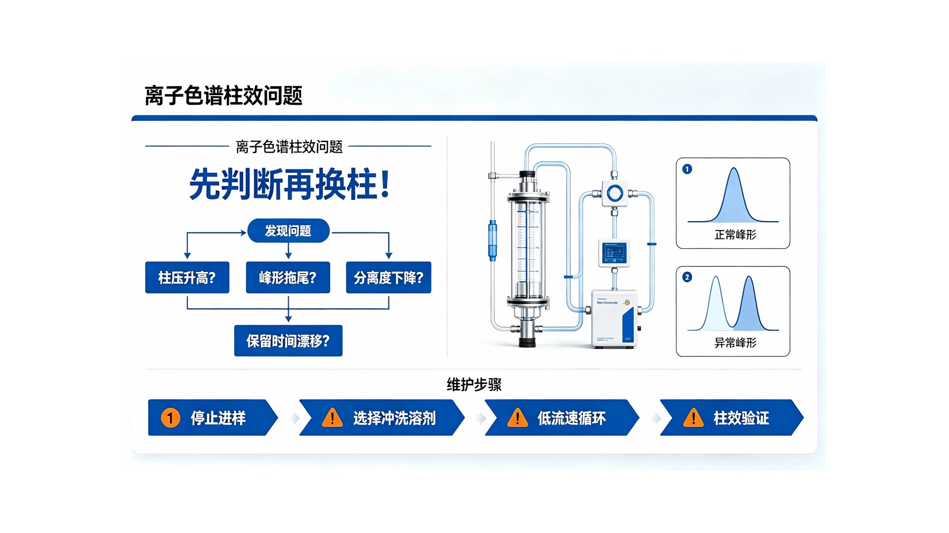 离子色谱柱效问题，先判断再换柱！附色谱柱冲洗技巧