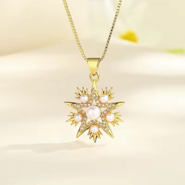 JLN1501397B Ladia Jewelry 18K Gold Plated 3A Zircon Wholesale Pendant Necklace