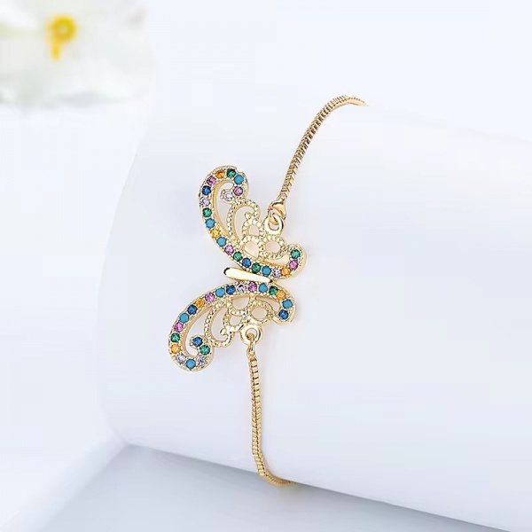 JLB130919081B Ladia Jewelry 18K Gold Plated AAA Zircons Copper Chain Bracelet