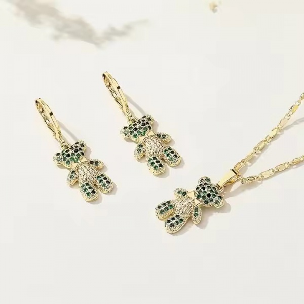 XS1959921 Ladia Jewelry Green Zircons Lovely Bear Jewelry Set