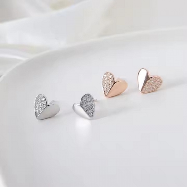 ZKE00009 Ladia Jewelry 925 Sterling Silver Small Heart Stud Earring