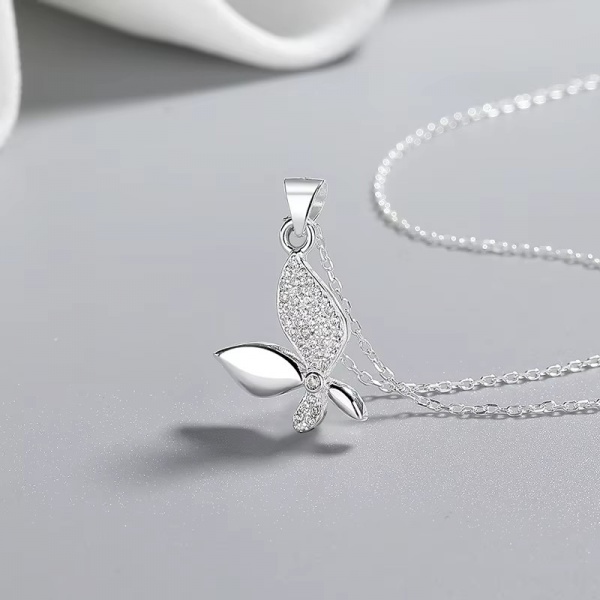 HSP5410226 Ladia Jewelry 925 Sterling Silver Personalized Butterfly Pendant Necklace