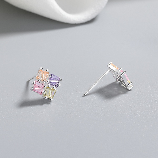 HSE3180240 Ladia Jewelry 925 Sterling Silver Block Hollow Zircon Stud Earring