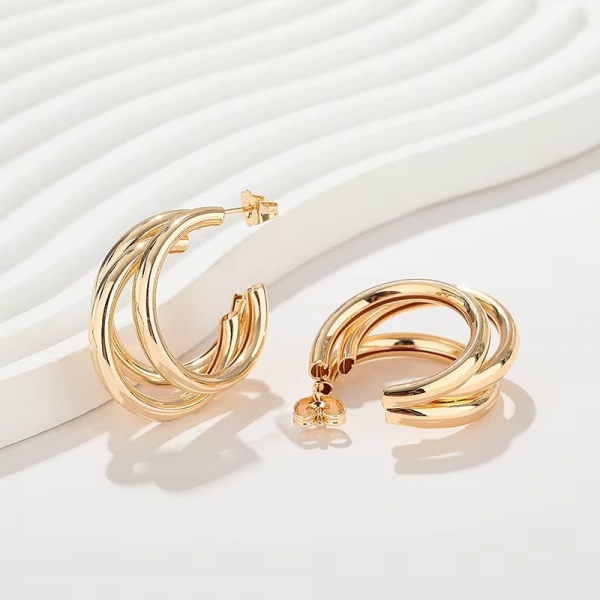 PHP650918455L Ladia Jewelry Three Circle Bends Big Size INS Stud Earring