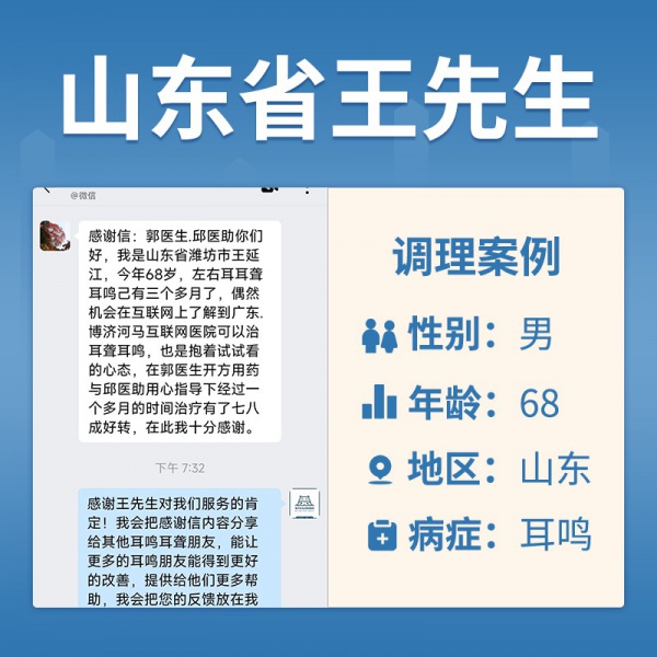 王延江4055434，左右耳耳聋耳鸣己有三个多月
