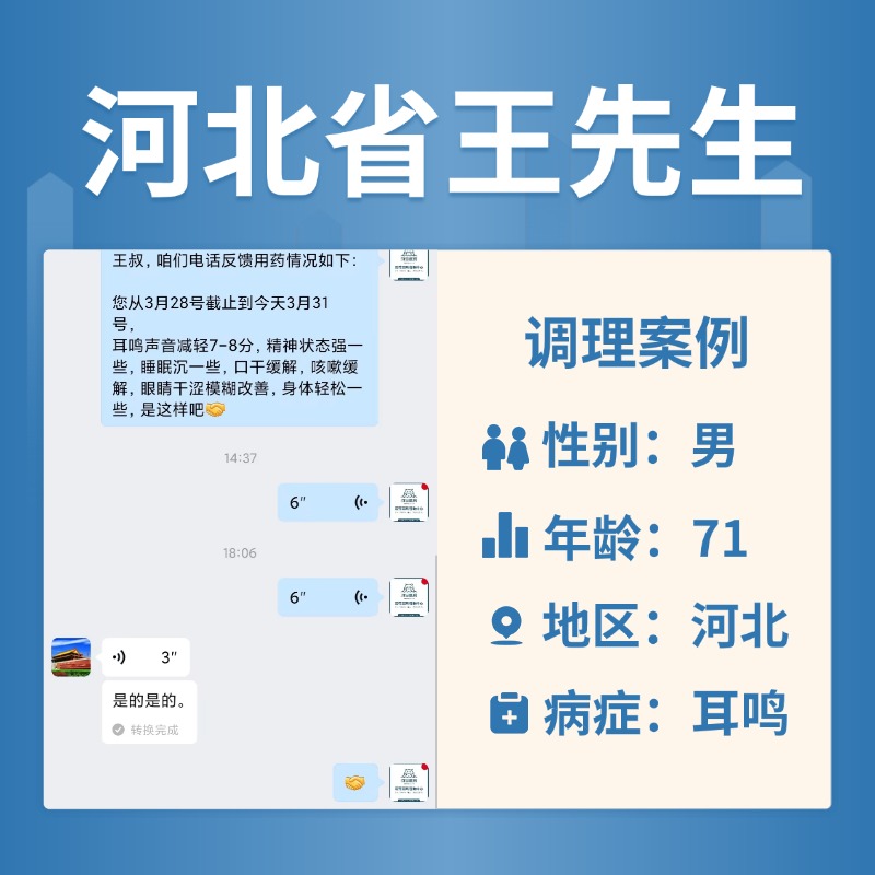河北省 4064247 王先生 双侧耳鸣、听力下降