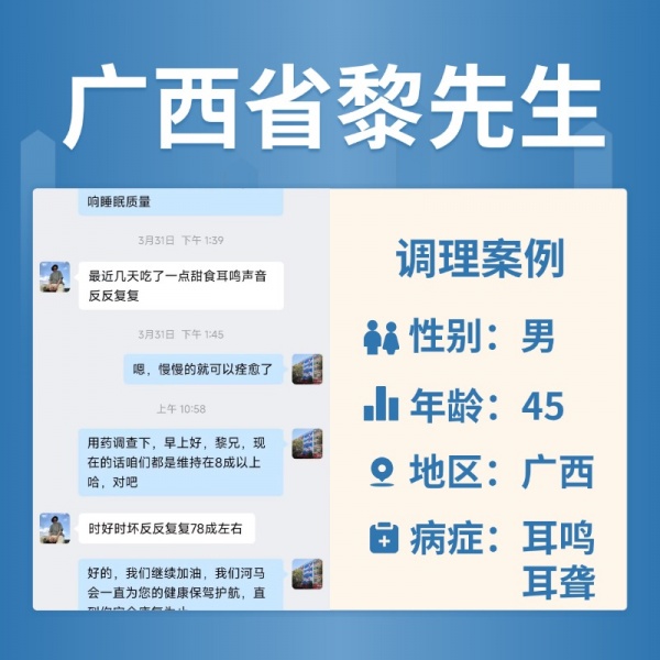 广西 3474886 黎先生耳鸣听力下降