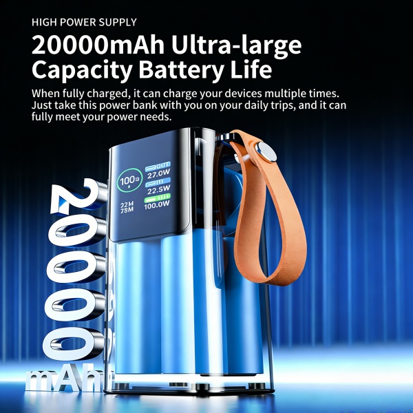 PD100W Fast Charging Power Bank  With Cables and Flashlight 20000mAh For Laptop and Mobile Phone ZL-B187