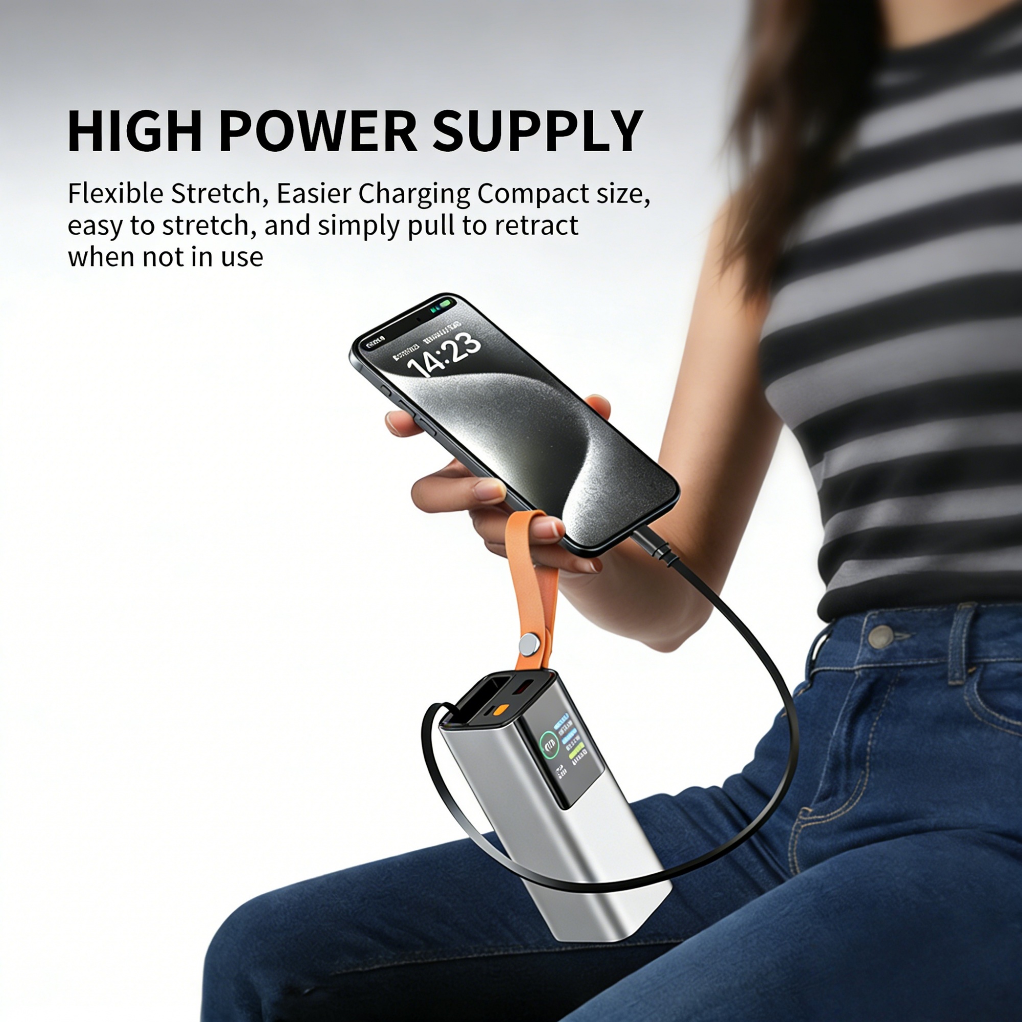 PD100W Fast Charging Power Bank  With Cables and Flashlight 20000mAh For Laptop and Mobile Phone ZL-B187