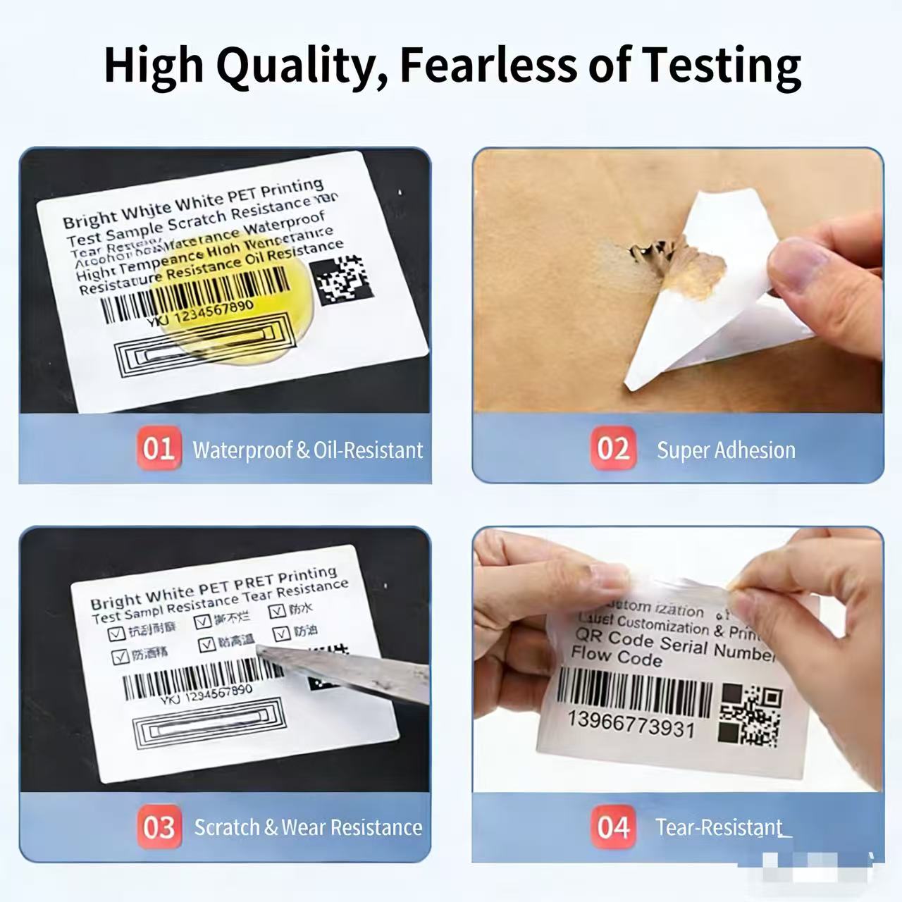 PET White /clear / silver label/holographic film