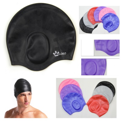 Durable Silicone Long Hair Swim Caps Swimming Ear Muffs Caps