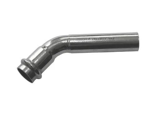 45 degrees with straight pipe elbow
