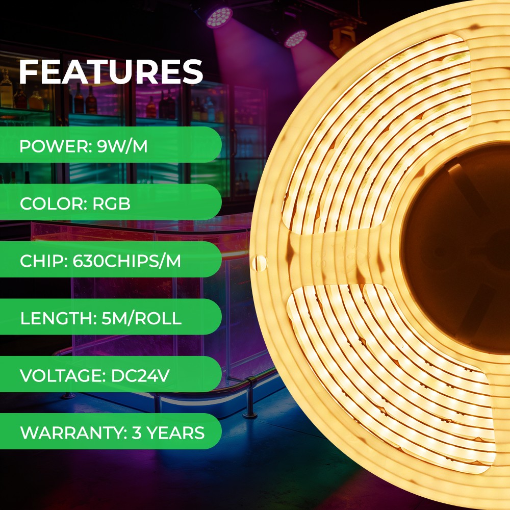 630LEDs Side View RGB COB LED Light Strips