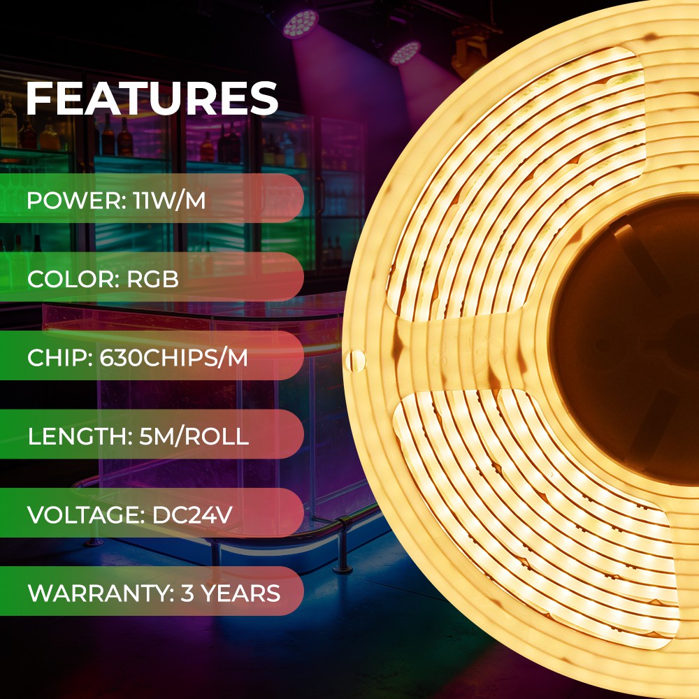 630LEDs Side View Addressable COB LED Light Strips