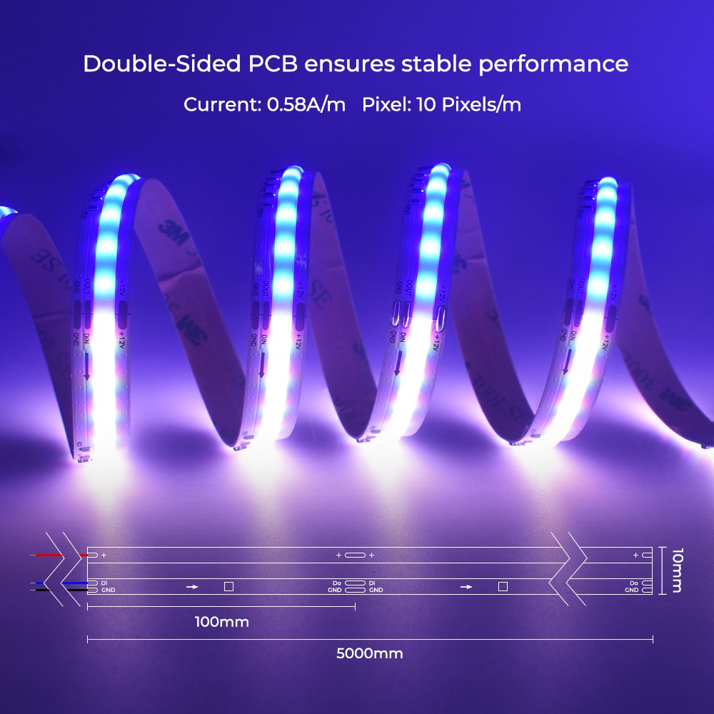432LEDs Addressable RGB COB LED Light Strips