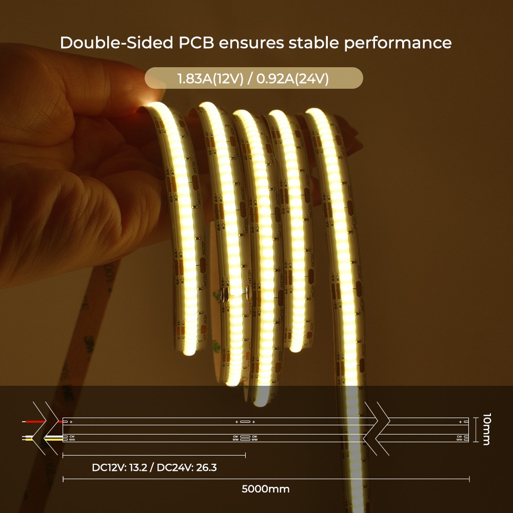 608LEDs CCT COB LED Light Strip