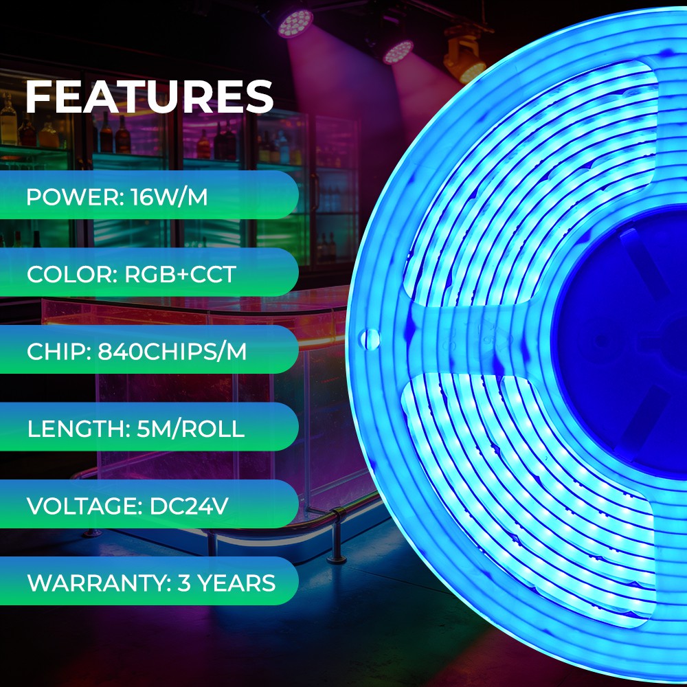 840LEDs RGBCCT COB LED Light Strips
