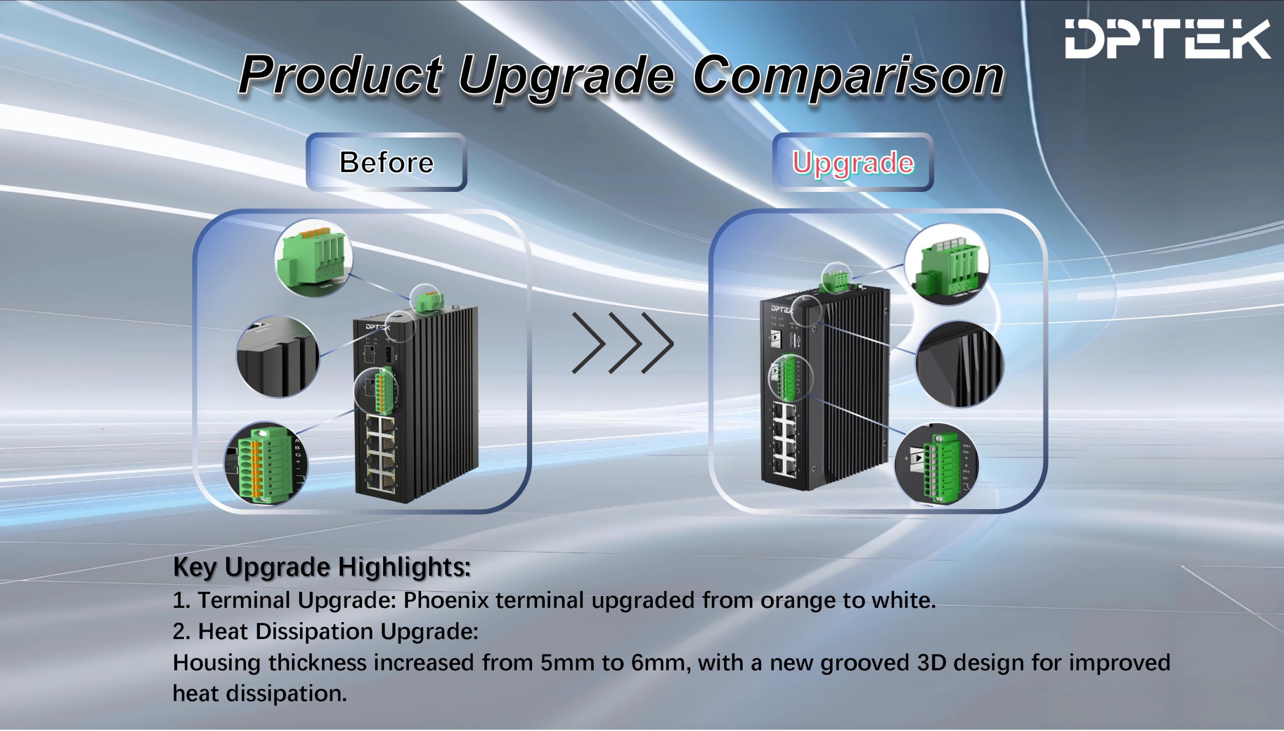 In 2026 DPTEK industrial switches will upgrade with a new design casing