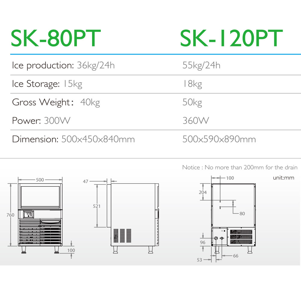 【SK-120PT】角冰製冰機-商用全自動快速製冰（方冰）