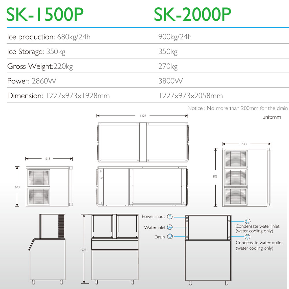 【SK-1500P】角冰製冰機-商用全自動快速製冰（方冰）