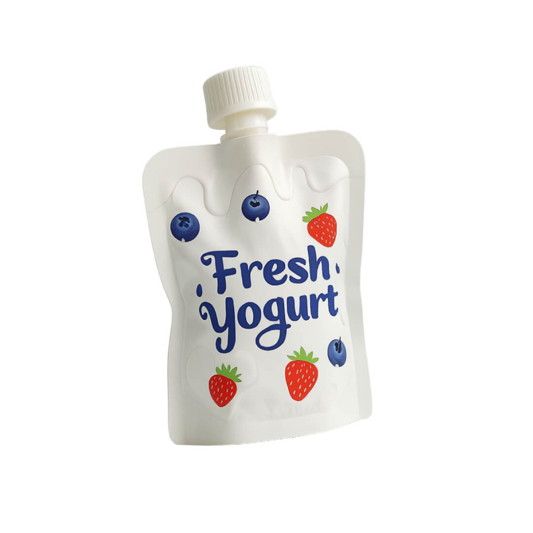 Sustainable Resealable Spouted Stand Up Pouch For Organic Yogurt Drink Packaging