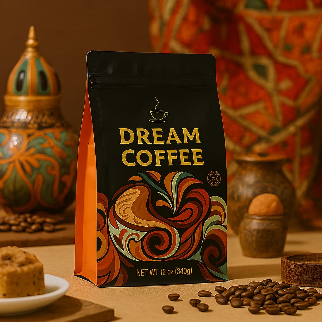 Custom Printed Flat Bottom Coffee Bags with Valve