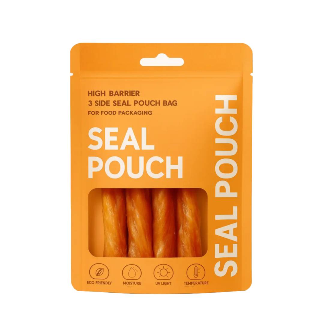 Custom High Barrier 3 Side Seal Pouch Bag with Window For Food Packaging