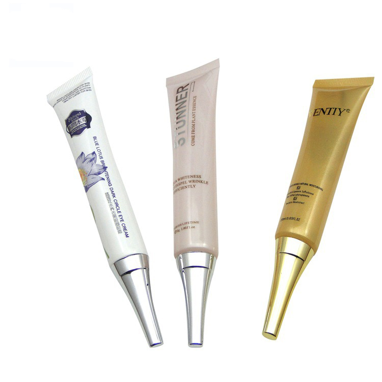 15ml 20ml 30ml custom squeeze soft sample Plastic Long Nozzle Eye Serum cream Tube with plating lid