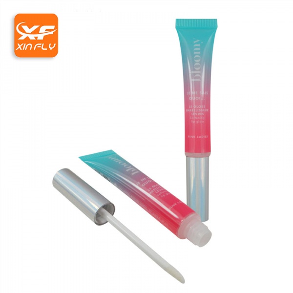 Custom Printed Clear Plastic Lipgloss Tube Container Empty Soft Lip Gloss Squeeze Tubes With Wand