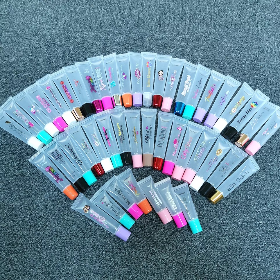Custom LOGO Pink Black Silver Clear cap lipgloss tube private label 5ml 8ml 10ml 15ml empty squeeze lip gloss tube containers