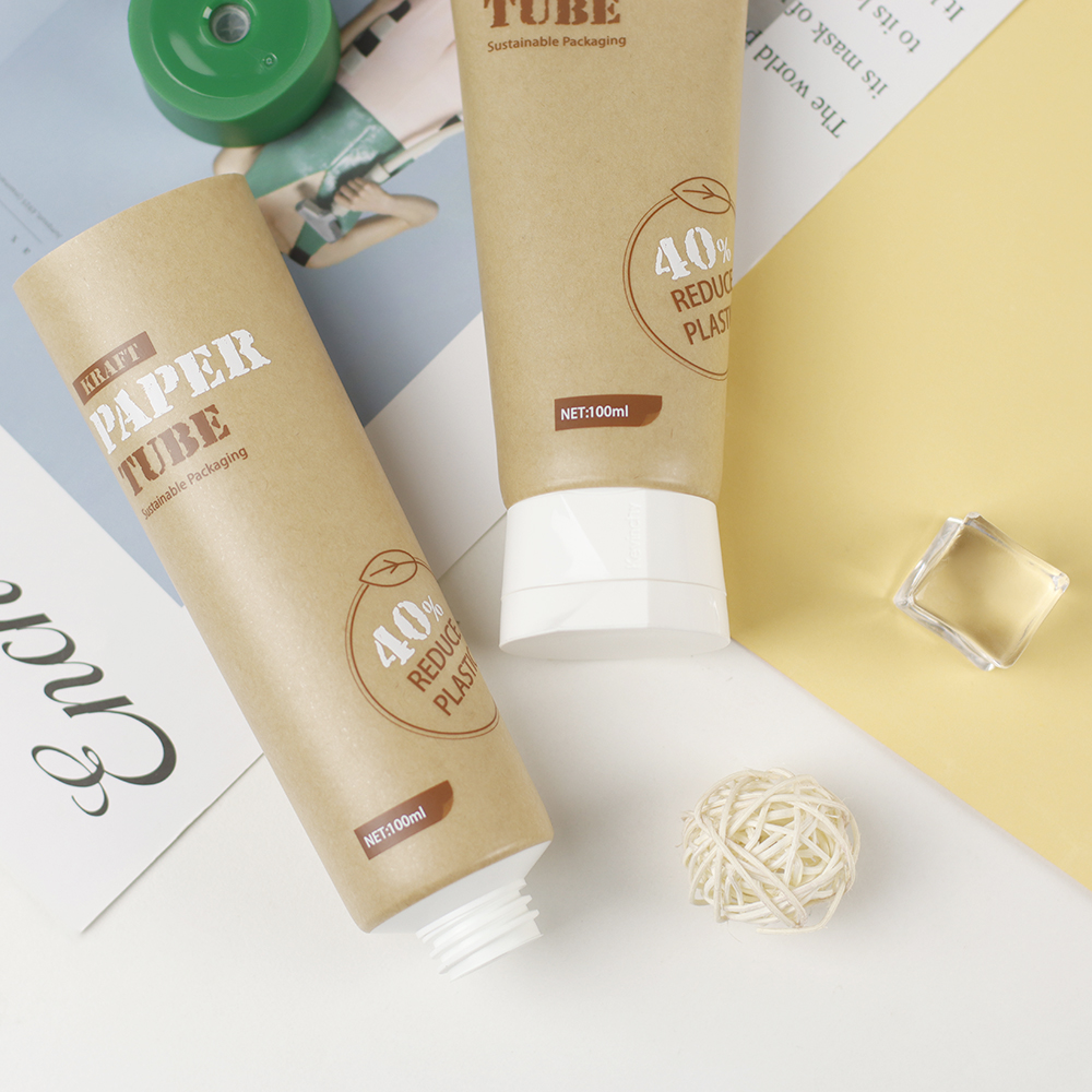 Recyclable 40% Kraft Paper Plastic Body Lotion Hand Cream Cosmetic Soft Tube Biodegradable squeeze tubes packaging