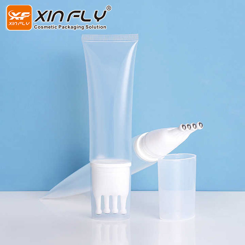 Empty Scalp Massage Skin Care Cream Tube Packaging With Head Massage Applicator With Metal Three Ball Portable Body Massage Tube