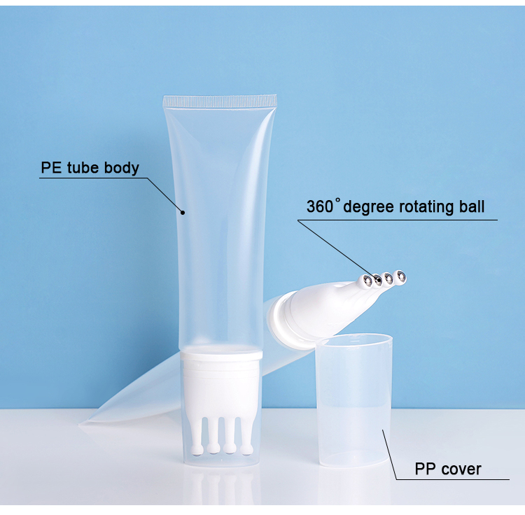 Empty Scalp Massage Skin Care Cream Tube Packaging With Head Massage Applicator With Metal Three Ball Portable Body Massage Tube