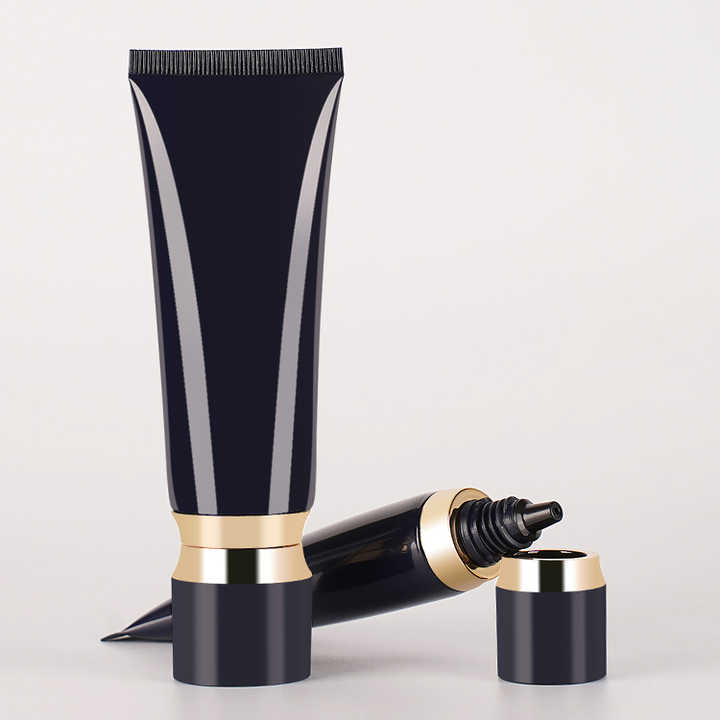 Black 120ml 150ml skin care tube cosmetic plastic packaging tube BB CC cream round plastic packaging tube with screw cap