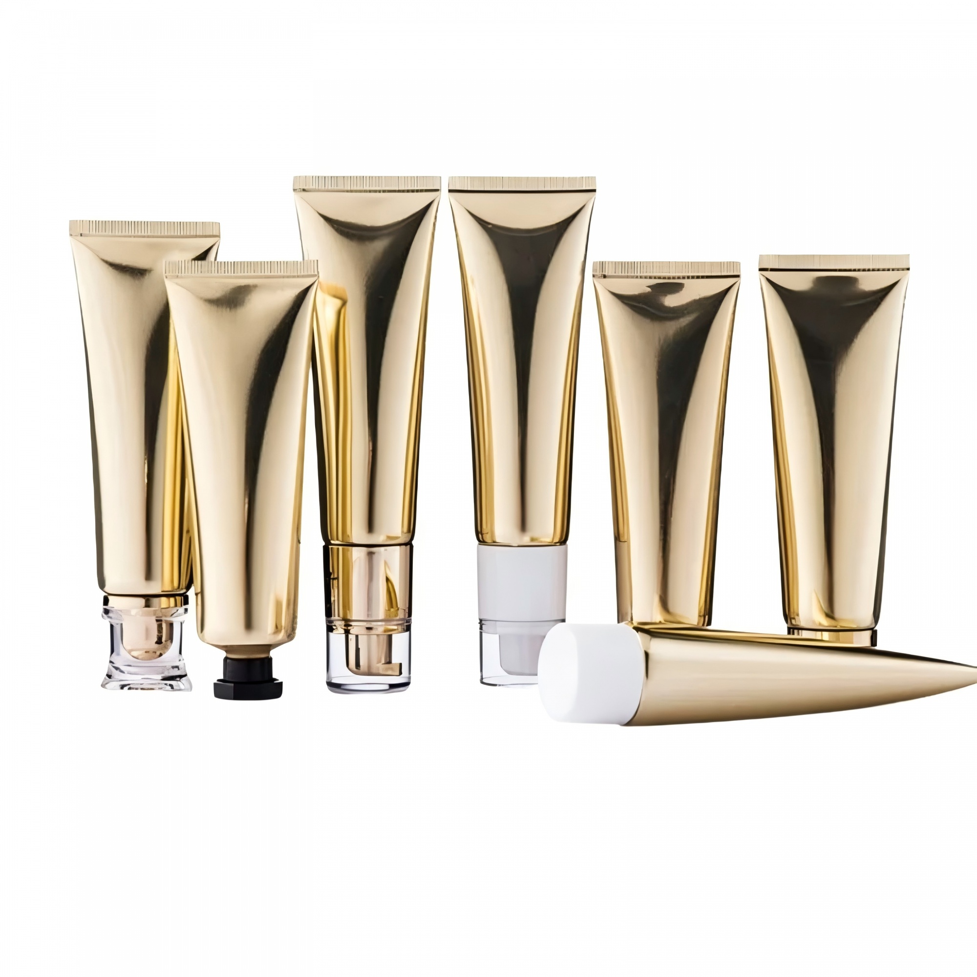 ABL shiny metallic packing with style Gold Aluminum Plastic Cream tube airless Facial Cleansing Cosmetic Tube