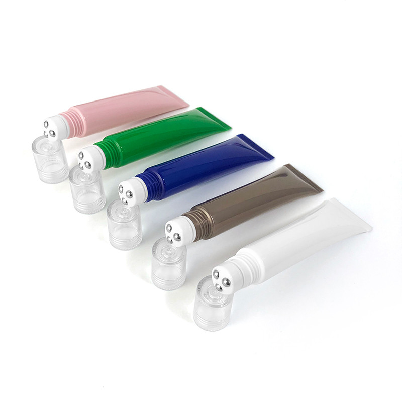 empty packaging cosmetic eyecream tube with steel ball applicator head