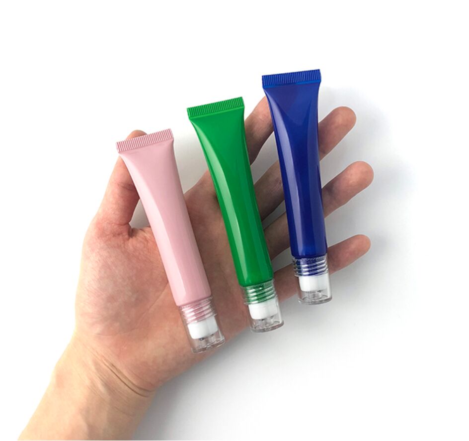 empty packaging cosmetic eyecream tube with steel ball applicator head