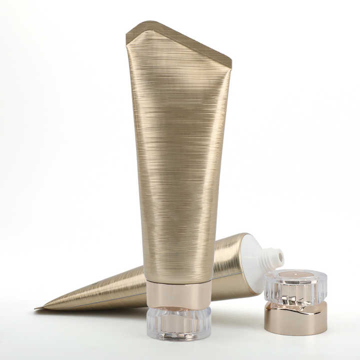 Empty Tube Cosmetic Cream Lotion Facial Cleanser Tubes Gold High Glossy ABL Plastic 100ml 120ml Cosmetic Packaging Round