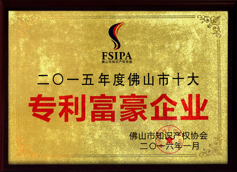 2015年度佛山市专利十大富豪榜