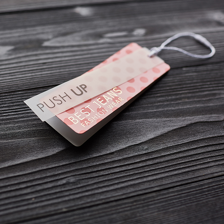 Eco Friendly Recycled Clothing Clear Plastic Hang Tag For Jeans Printed Paper Hang Tag Clear PVC Hang Tag