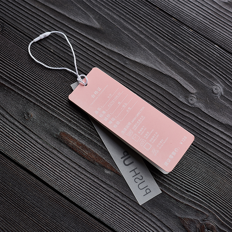 Custom printed plastic hang tag garment hang tag with string plastic hang tag with string