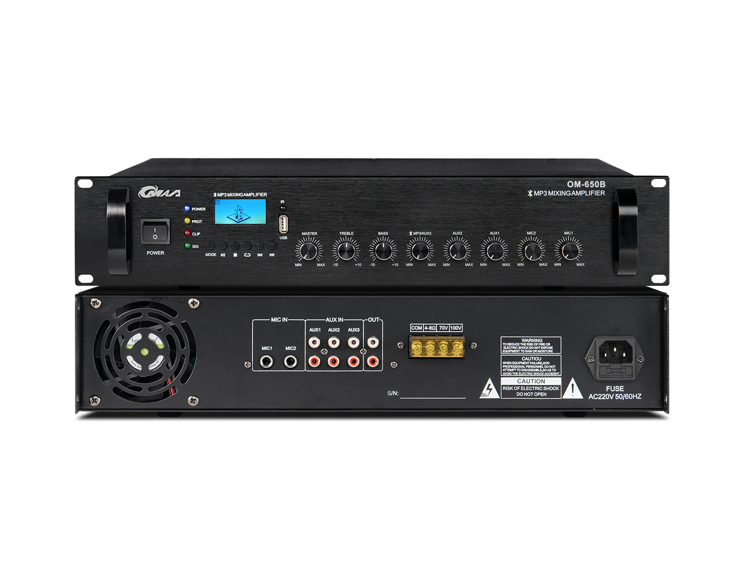蓝牙/MP3/收音机合并式定压功率放大器 OM-70B/150B/180B/250B/300B/350B/550B/650B