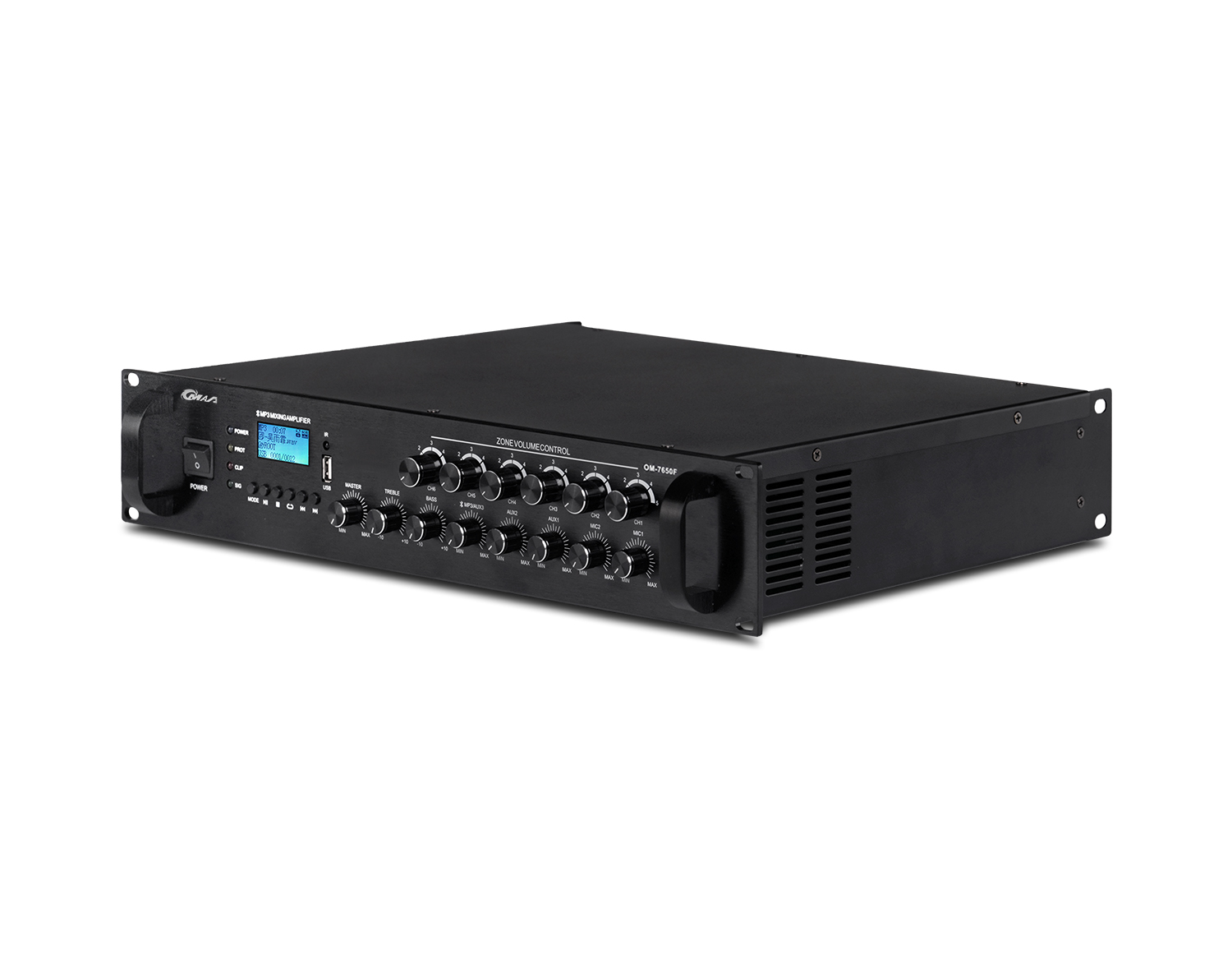 蓝牙/MP3/收音机六分区可调合并式定压功率放大器 OM-770F/7150F/7180F/7250F/7300F/7350F/7550F/7650F
