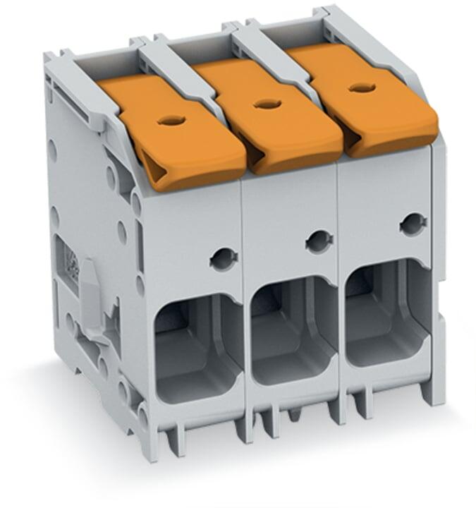 万可-PCB 接线端子; 操作手柄; 16 mm²; 焊针间距 10 mm; 2极; Push-in CAGE CLAMP®; 16,00 mm²; 灰色