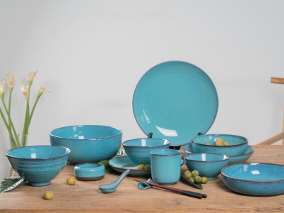 绿釉13件套餐具