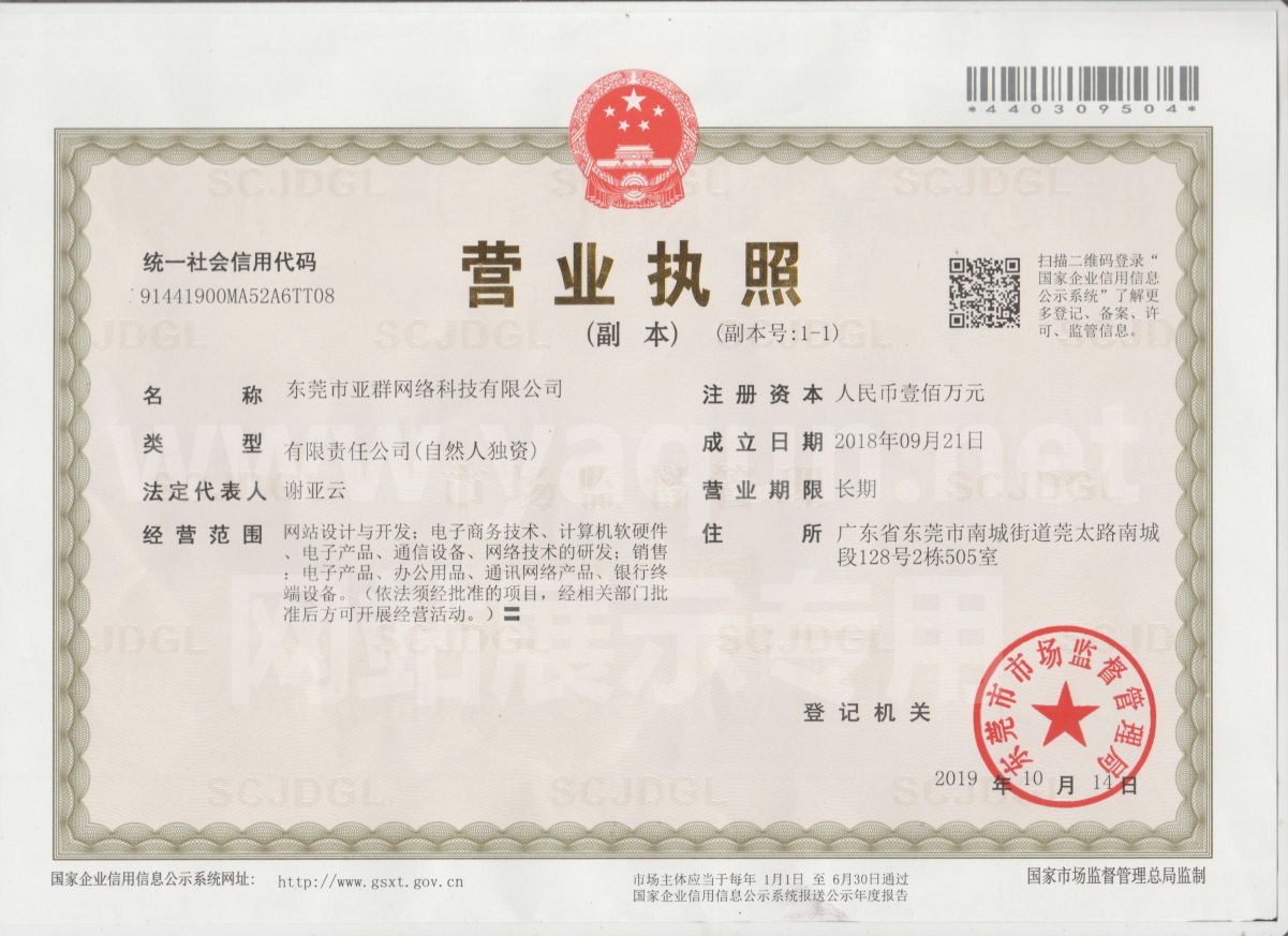 网站建设公司营业执照展示