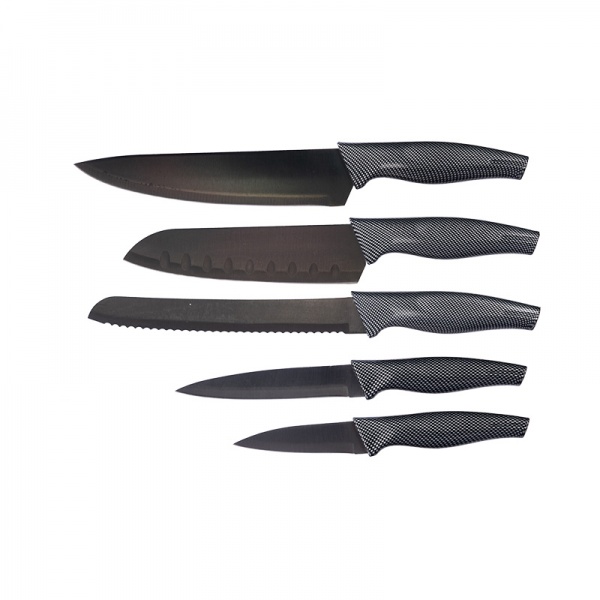High Carbon Stainless Steel 5  Piece Set Kitchen Knives With Soft  Coating Handles