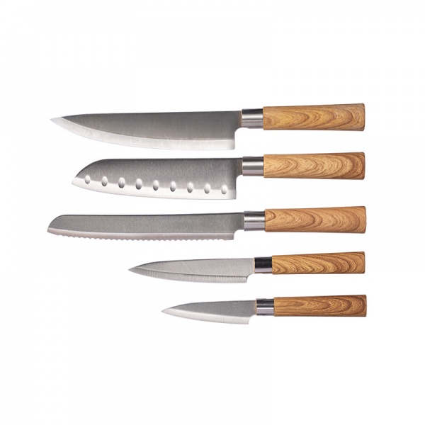  5 Piece High Carbon Stainless  Steel Kitchen Knives With Flexible  Soft Coating Handles