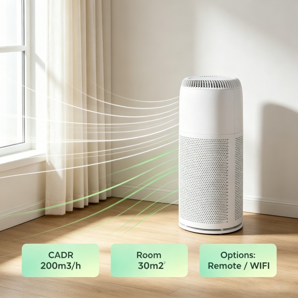 Cylinder Round Air Purifier With Hepa Filter