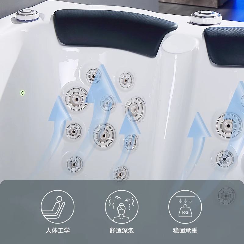 尚雷仕2023新款双人冲浪按摩浴缸情侣亚克力家用日式网红智能恒温
